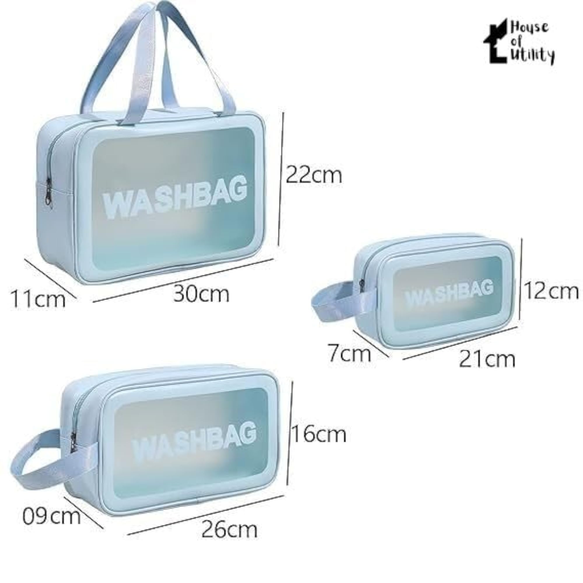 3 Piece Wash Bags Toiletry Bag Set, Waterproof